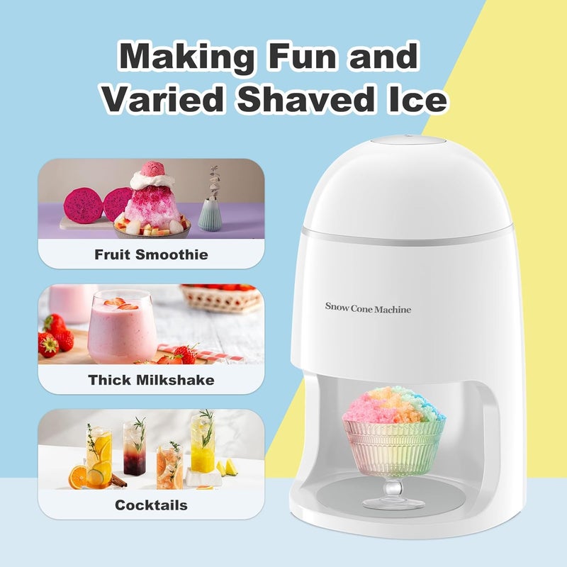 InchUp Electric Snow Cone Machine, Shaved Ice Maker Slushie Machine for Home, Kids Fast Fluffy Ice Shaver, Gift Ideal for Family Christmas Holiday, White - Image 5